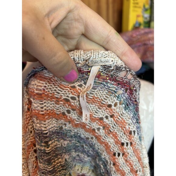 Free People Lost In The Forest Striped Cropped Sweater Lightweight Sz S - Picture 8 of 10